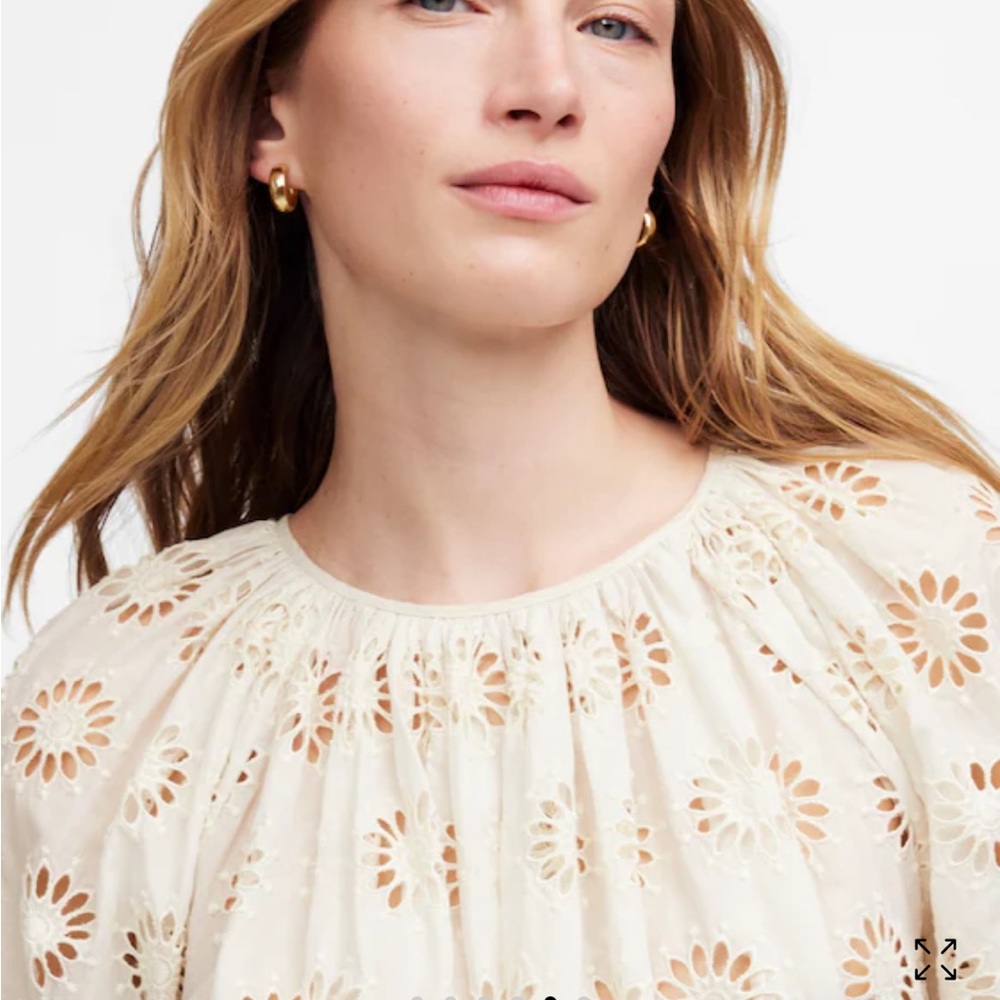 Madewell Embroidered Shirred Puff-Sleeve Top - Picture 3 of 12